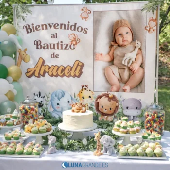 Inicio 10 Fondo Candy Bar de Bautizo personalizado - animalitos