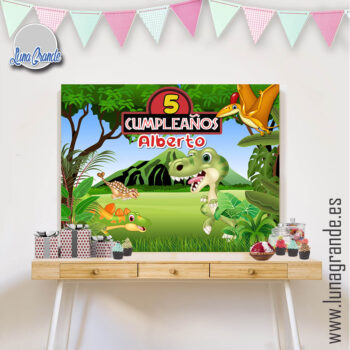 Fondo Mesa Dulce Candy Bar Cumpleaños - Dinosaurio Lg