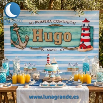 Fondo Mesas dulces Primera Comunión Marinero - Faro
