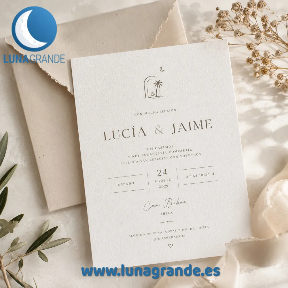 Invitaciones de boda personalizadas en papel premium 4 Invitación de boda personalizada - ibiza