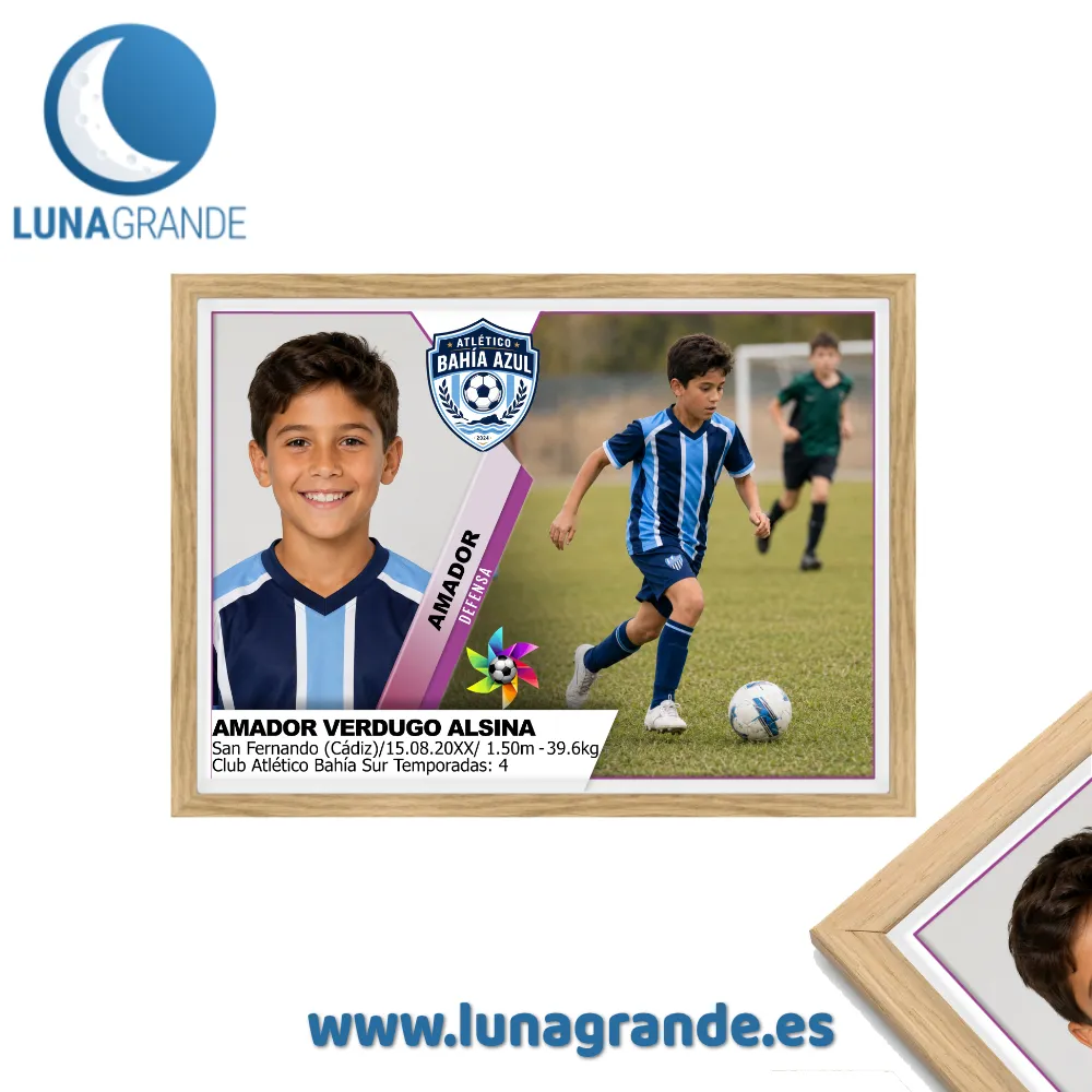 Lámina Cromo de Fútbol 5 Lámina para cumpleaños infantiles - cromo de fútbol - jugador