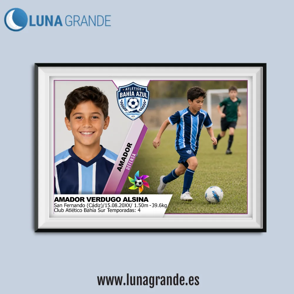 Lámina Cromo de Fútbol 7 Lámina para cumpleaños infantiles - cromo de fútbol - jugador