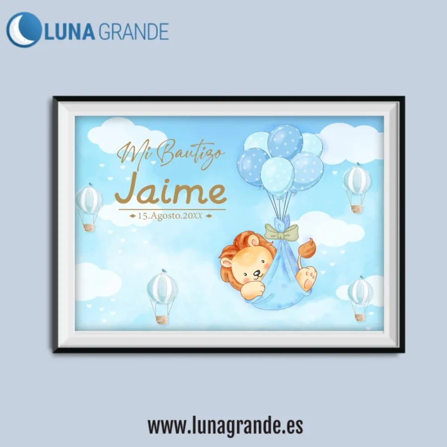Cartel Bienvenida Bautizo León 10 Láminas Recordatorio Bautizo