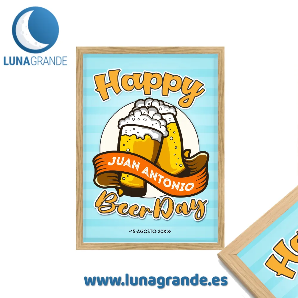 Lámina Cumpleaños Cerveza 4 Lámina personalizada cumpleaños - happy beer day