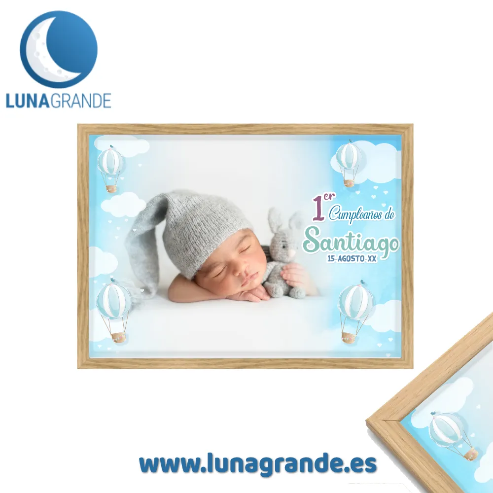 Lámina cumpleaños globos 4 Lamina personalizada para cumpleaños con marco - globos - niño