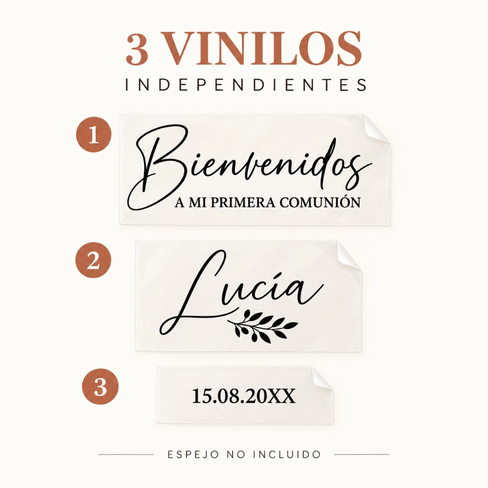 Vinilo Personalizado para Espejo de Bautizo y Comunión – Bienvenidos 4 Pack vinilos adhesivos bautizo y comuniones - Bienvenida