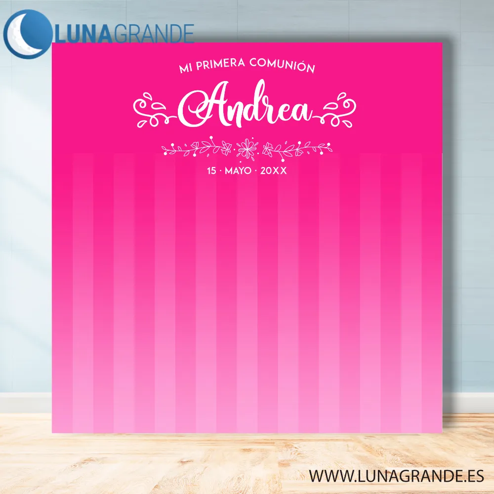 Photocall Comunión Lona Líneas Rosas 2 Photocall Lona Comunión Niña