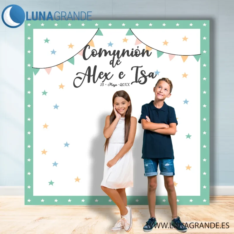 Photocall Fondo para comuniones turquesa