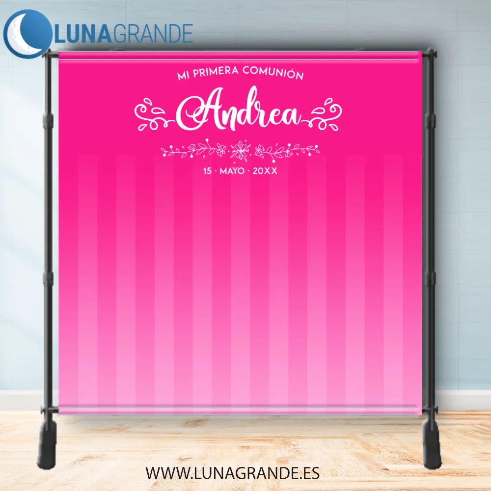 Photocall Comunión Lona Líneas Rosas 4 Photocall Comunión premium Fondo - Líneas rosas