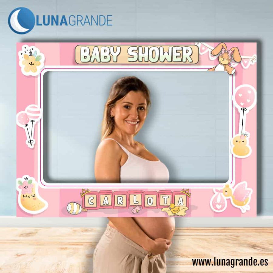Photocall Marco Baby Shower Peluches personalizado en azul para celebraciones de Baby Shower.
