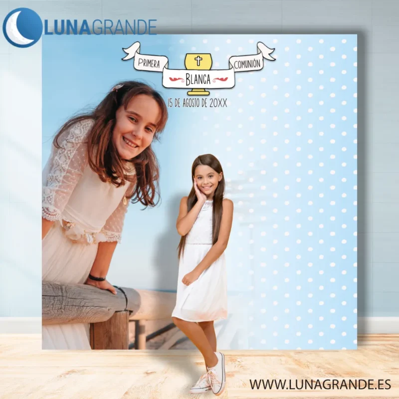 Photocall de Primera Comunión Con foto Azul
