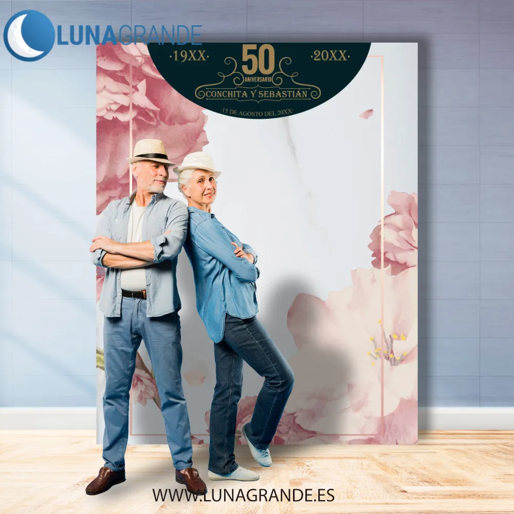 Photocall Aniversario Floral 4 Photocall para bodas de oro