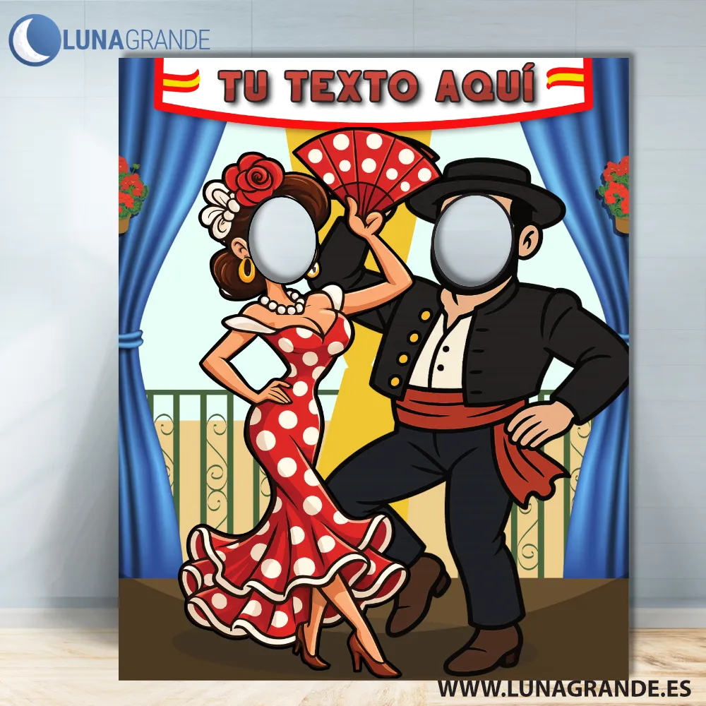 Photocall Flamenco Sevillanas 2 photocall feria sevillanas personalizado con texto superior