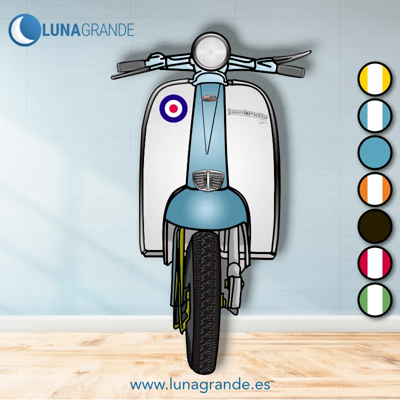 Photocall Moto Lambretta 8 Moto Scooter Lambretta Celeste y blanca para photocall