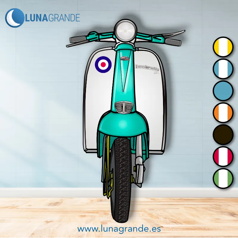 Photocall Moto Lambretta 5 Moto Scooter Lambretta Turquesa y blanca para photocall