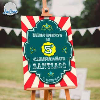 Cartel Bienvenida Cumpleaños Circo