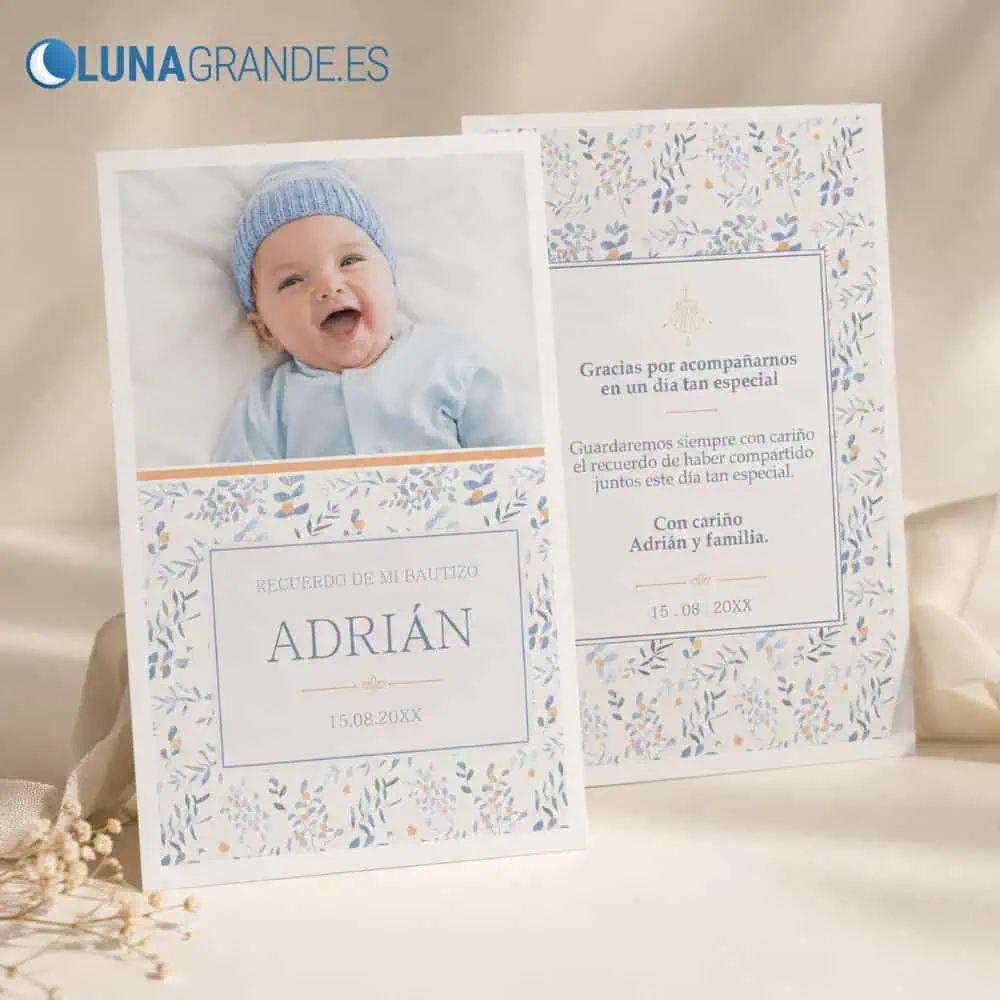 Recordatorio de Bautizo Personalizado - floral - Foto 2 Recordatorio de bautizo personalizado con foto para niño