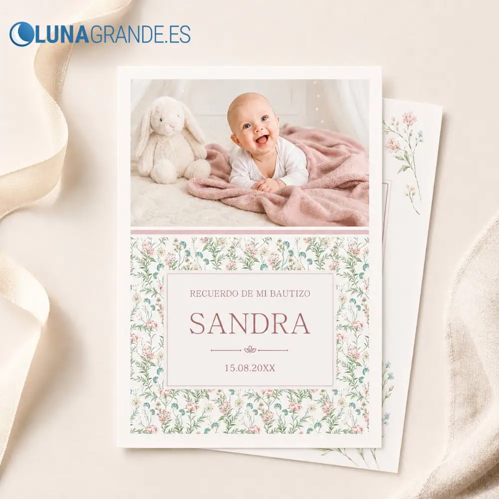 Recordatorio de Bautizo Personalizado - floral - Foto 3 Recordatorio de bautizo personalizado con foto para niña