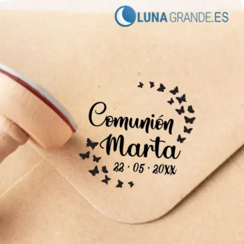 Inicio 10 Sellos de madera Primera Comunión Mariposas
