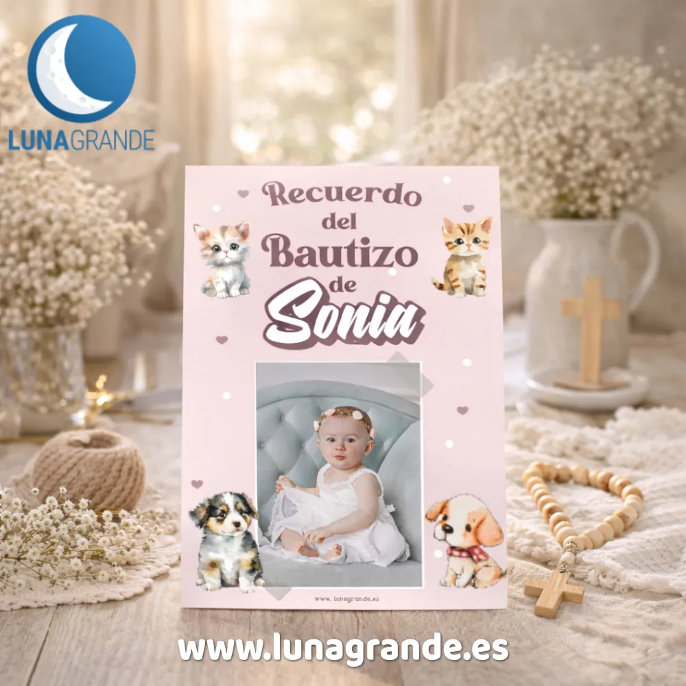 Tarjeta Recuerdo Bautizo Gatitos y Perritos foto 1 Tarjeta Recuerdo Bautizo Gatitos y Perritos foto