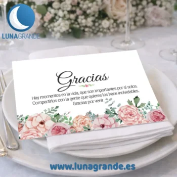 Tarjeta de Agradecimiento Floral XL Personalizada | Bodas y Comunión