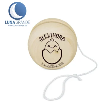 Yoyo de madera bautizo niño pollito