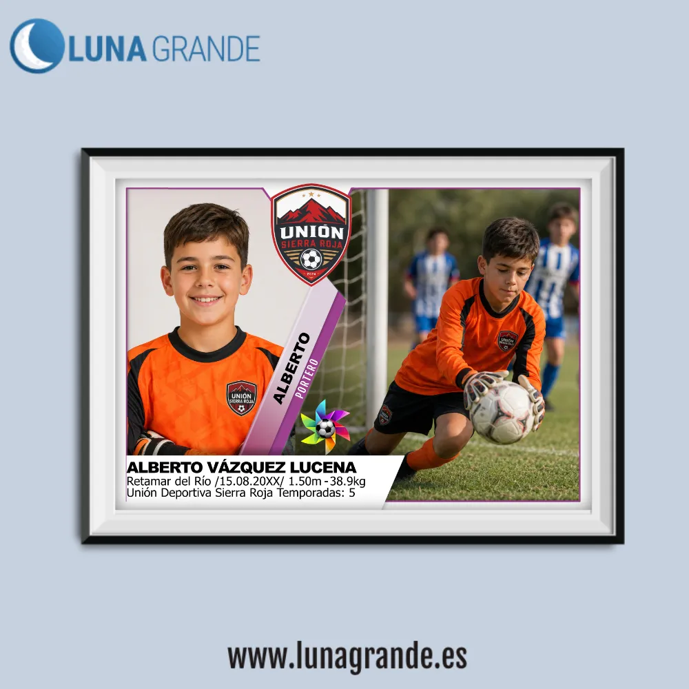Lámina Cromo de Fútbol 9 Lámina para cumpleaños infantiles - cromo de fútbol - portero