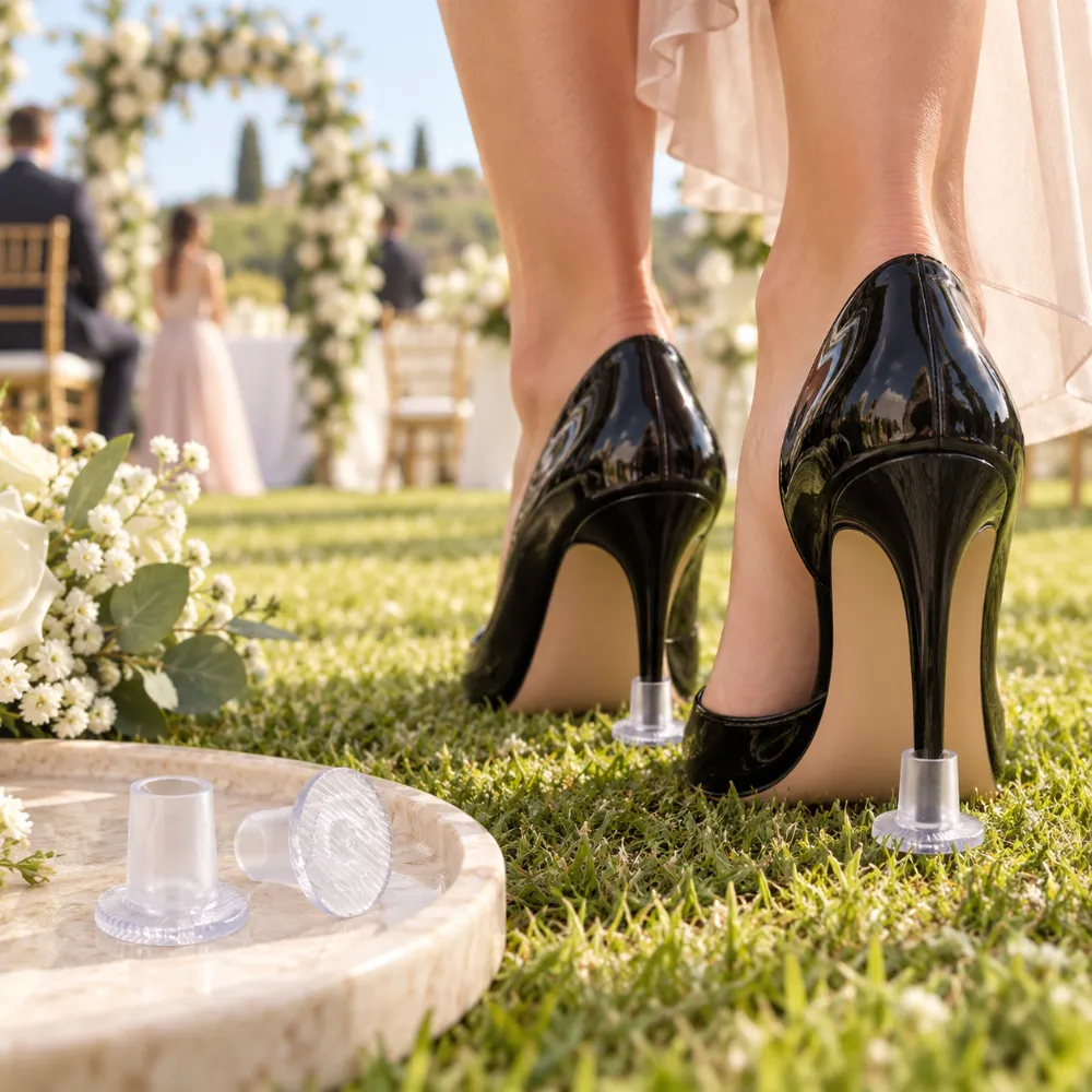 Protectores de Tacones para Bodas – Pack 25 Pares Talla M 1 Protectores de tacones para bodas en césped talla M